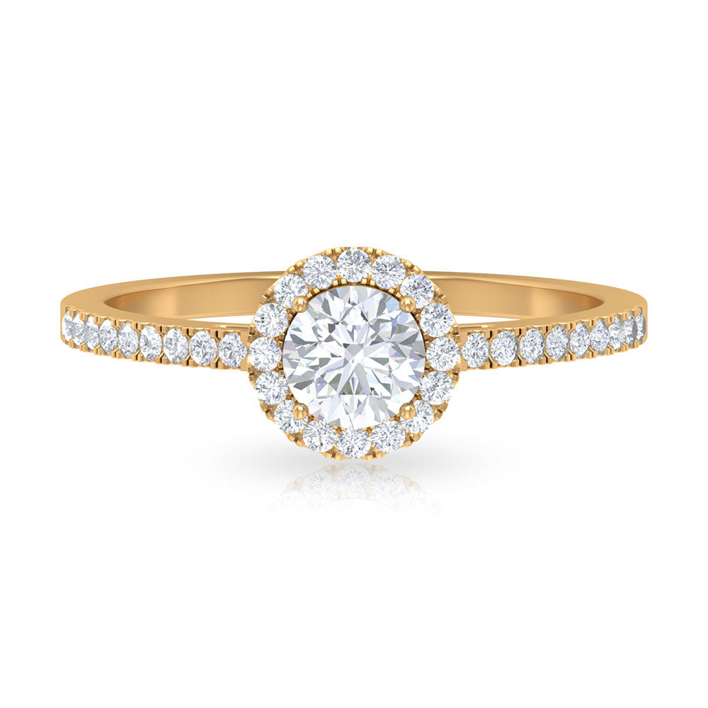 1 CT Minimal Zircon Gold Promise Ring Zircon - ( AAAA ) - Quality - Rosec Jewels