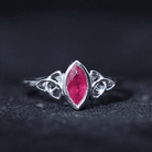 Natural Marquise Ruby Promise Ring with Celtic Knot AAA - Rosec Jewels