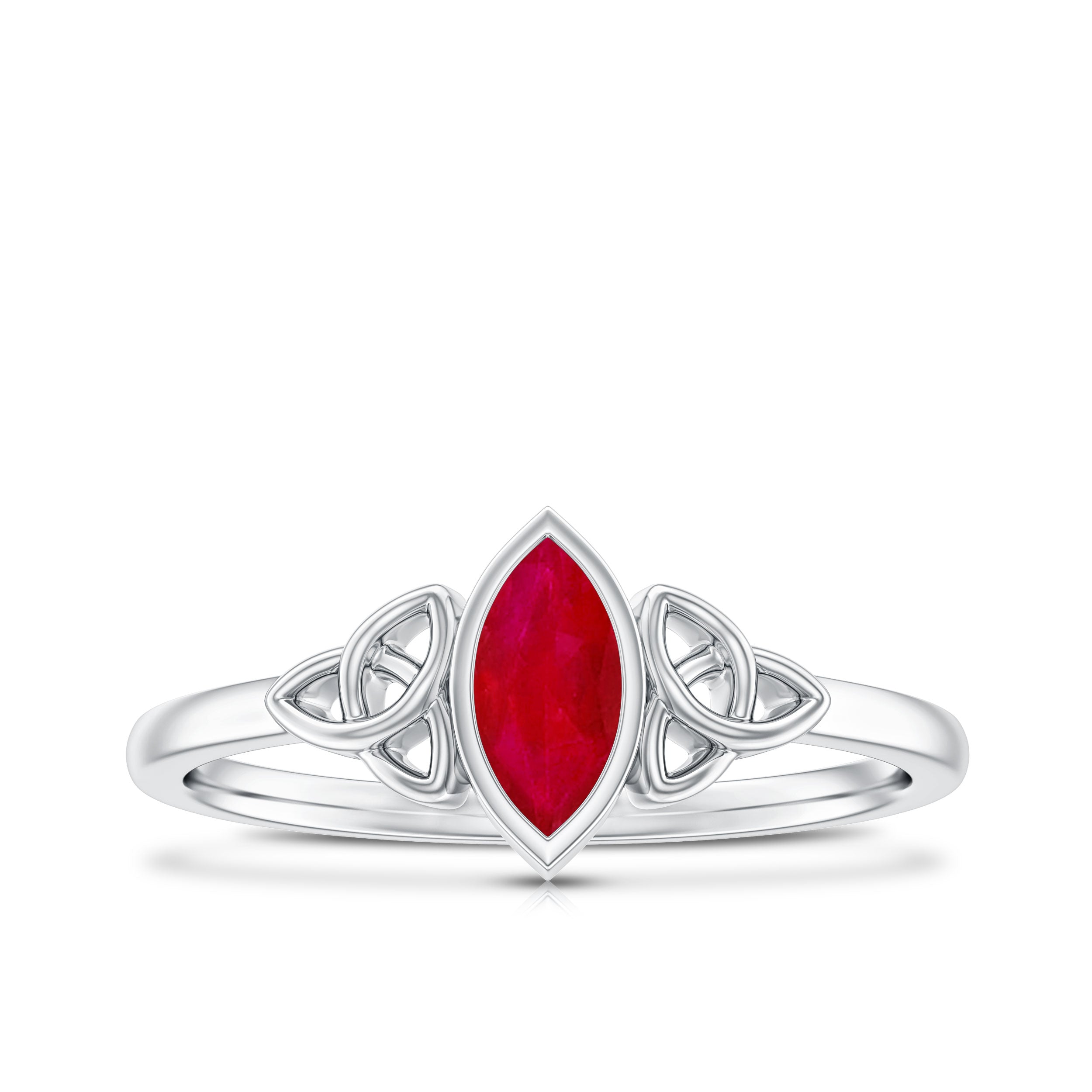 Rosec Jewels-Natural Marquise Ruby Promise Ring with Celtic Knot
