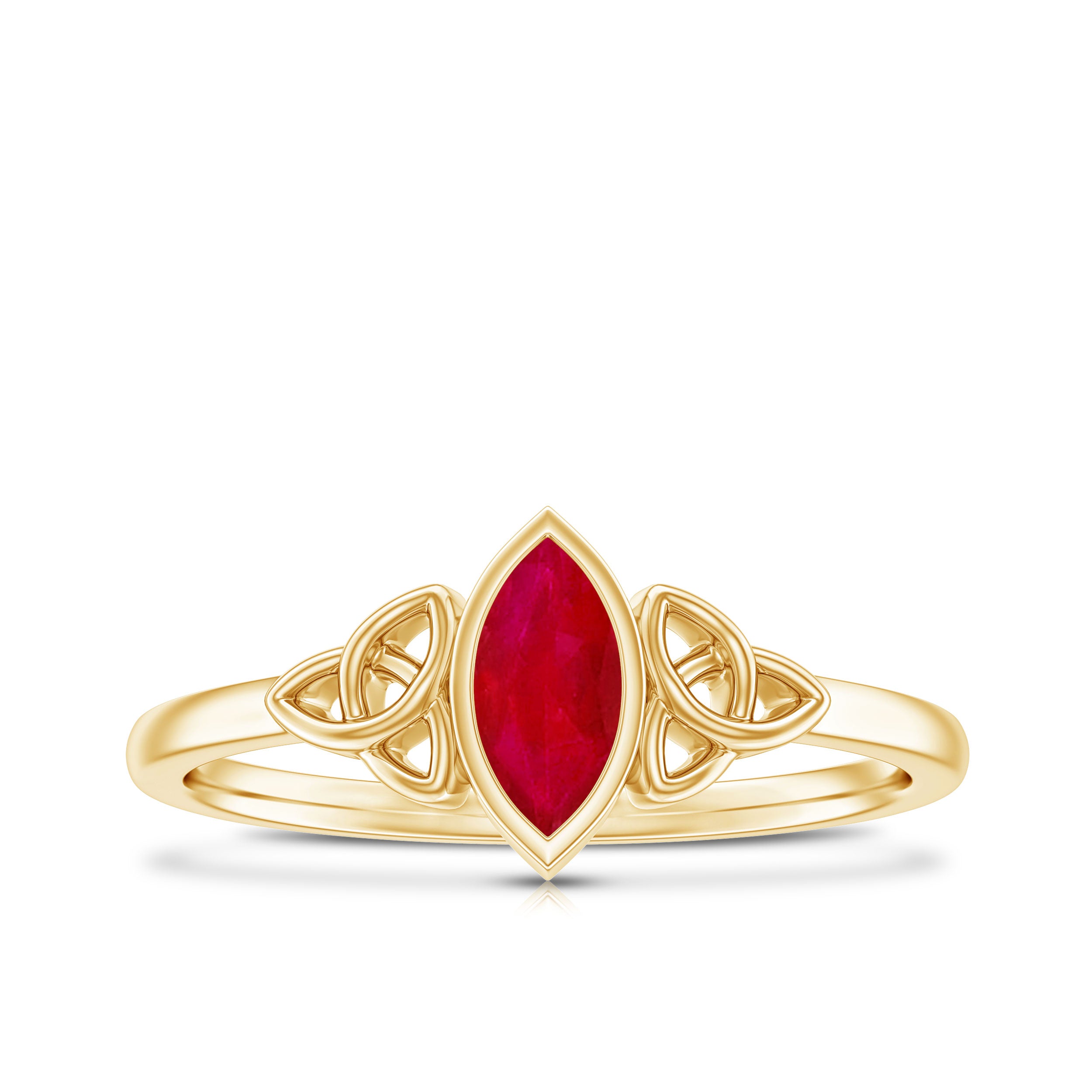 Natural Marquise Ruby Promise Ring with Celtic Knot AAA - Rosec Jewels