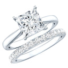 Certified 3 Carat Princess Cut Moissanite Engagement Ring with Wedding Band D-VS1 - Rosec Jewels