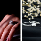 Certified 3 Carat Princess Cut Moissanite Engagement Ring with Wedding Band D-VS1 - Rosec Jewels