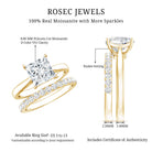 Certified 3 Carat Princess Cut Moissanite Engagement Ring with Wedding Band D-VS1 - Rosec Jewels