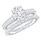 Certified Moissanite Oval Engagement Ring Set D-VS1 - Rosec Jewels