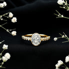 Bezel Set Moissanite Oval Engagement Ring with Side Stones D-VS1 - Rosec Jewels