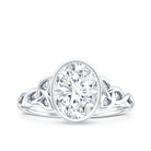 Rosec Jewels-Solitaire Moissanite Celtic Engagement Ring in Bezel Setting
