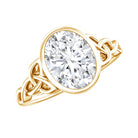 Rosec Jewels-Solitaire Moissanite Celtic Engagement Ring in Bezel Setting