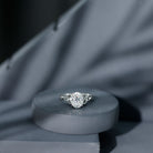 Certified 2 Carat Moissanite Hidden Halo Engagement Ring with Celtic Knot D-VS1 92.5 Sterling Silver - Rosec Jewels