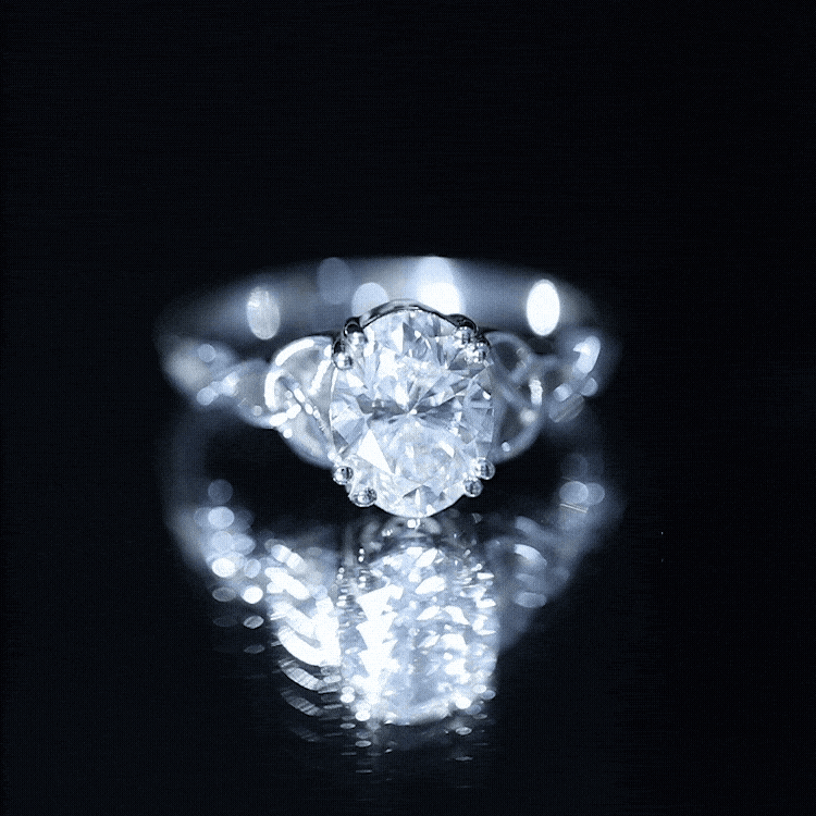 Oval Moissanite Engagement Ring with Celtic Band D-VS1 - Rosec Jewels