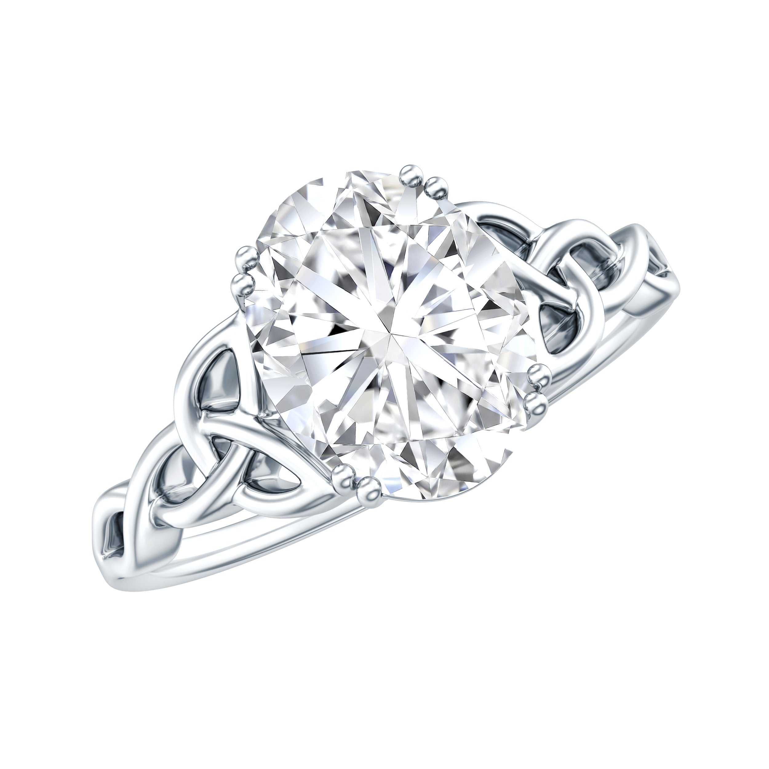 Oval Moissanite Engagement Ring with Celtic Band D-VS1 - Rosec Jewels