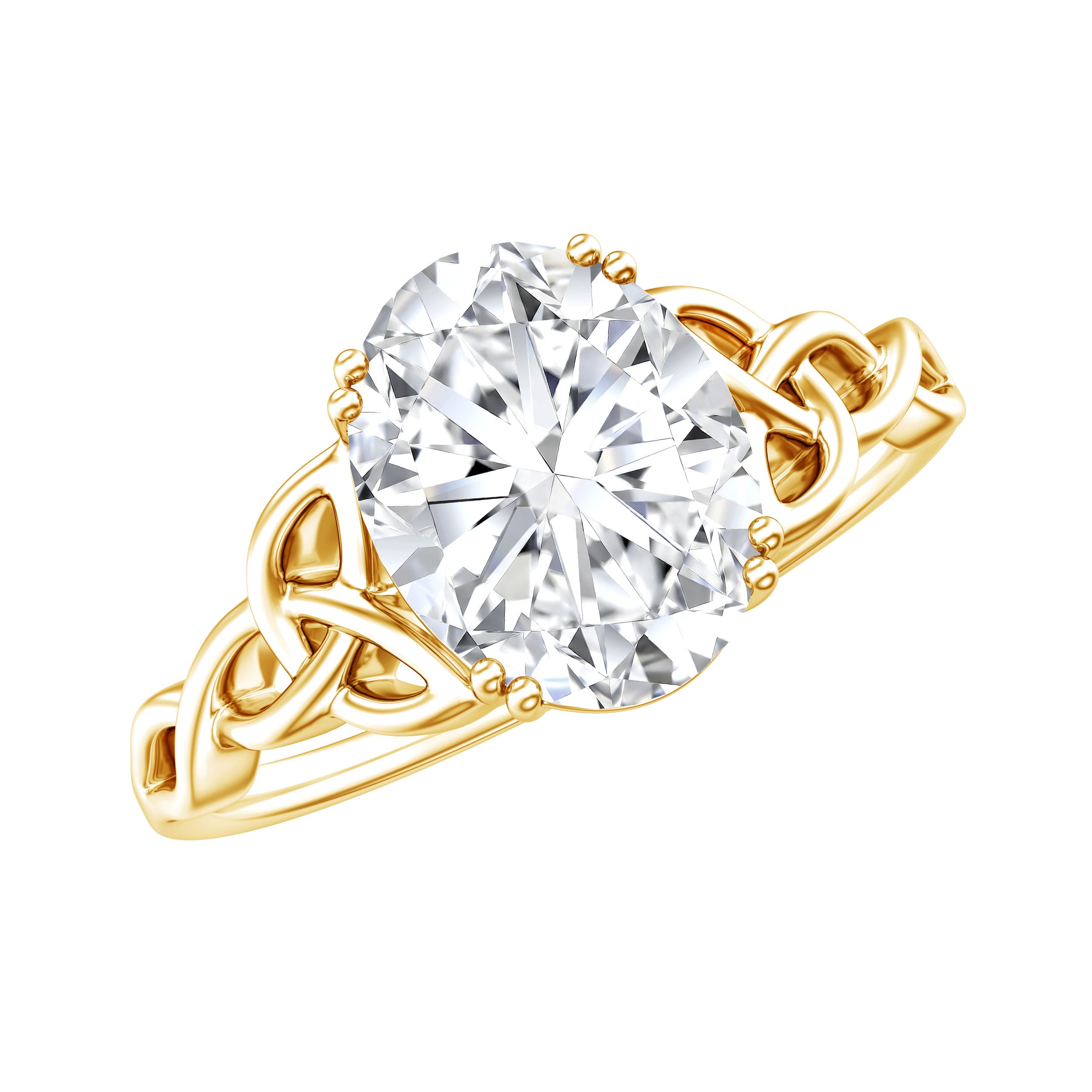 Oval Moissanite Engagement Ring with Celtic Band D-VS1 - Rosec Jewels