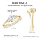 Rosec Jewels-0.9 Carat Round Cut Moissanite Wedding Ring Set For Bride