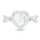 Rosec Jewels-Heart Shape Moissanite Halo Engagement Ring with Criss Cross Band