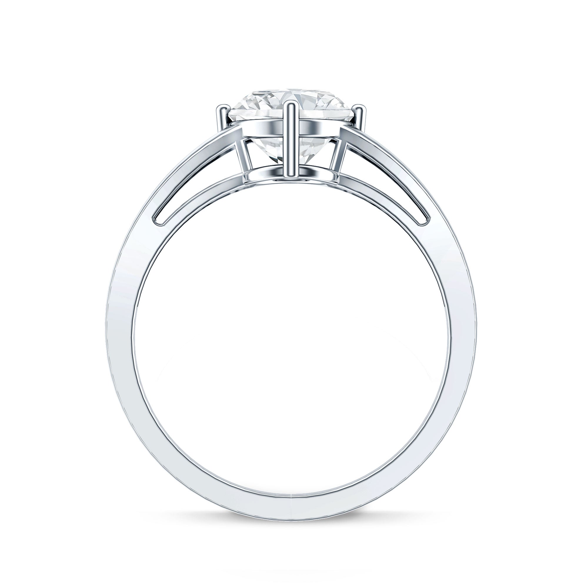 Rosec Jewels-Oval Cut Moissanite Solitaire Engagement Ring in Split Shank