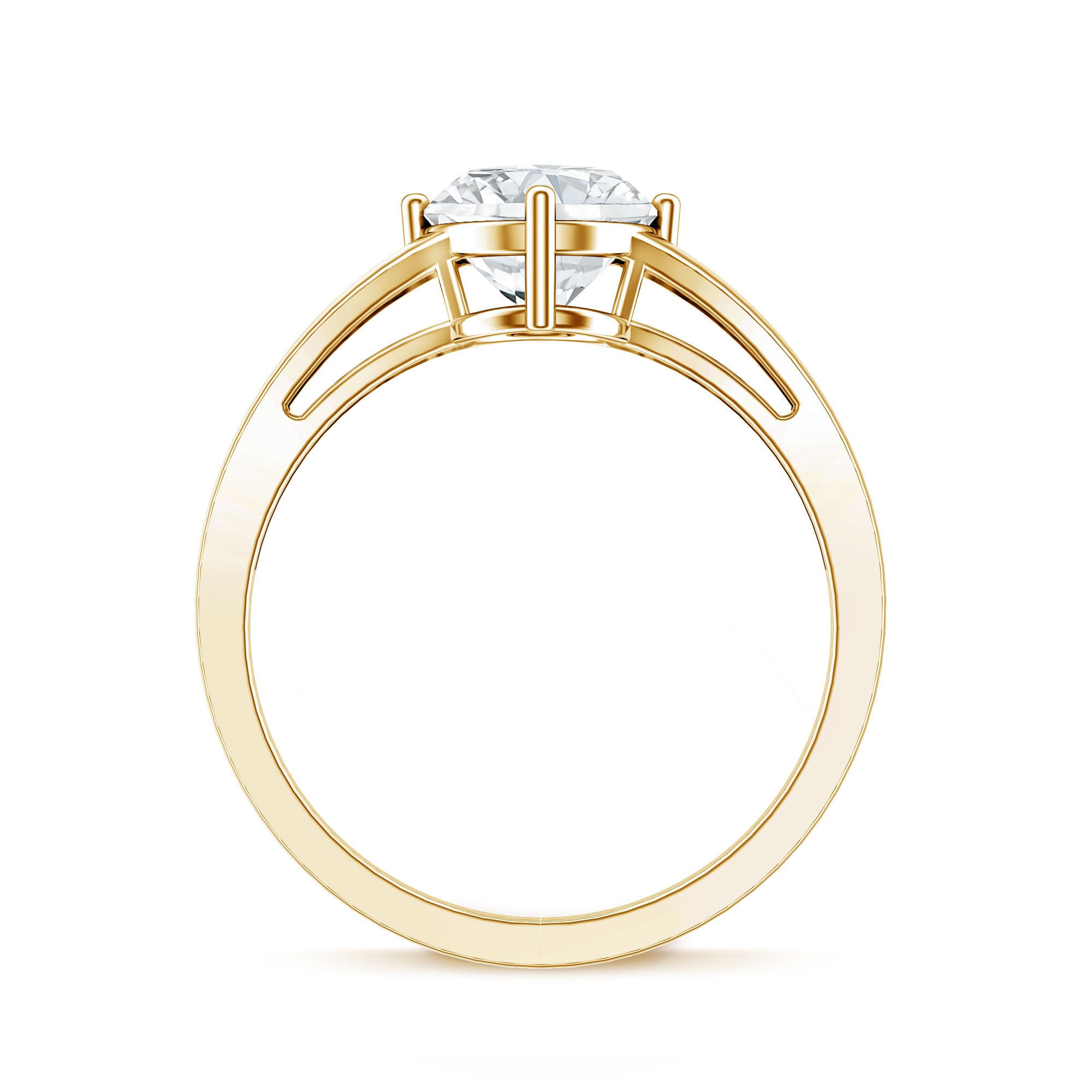 Rosec Jewels-Oval Cut Moissanite Solitaire Engagement Ring in Split Shank
