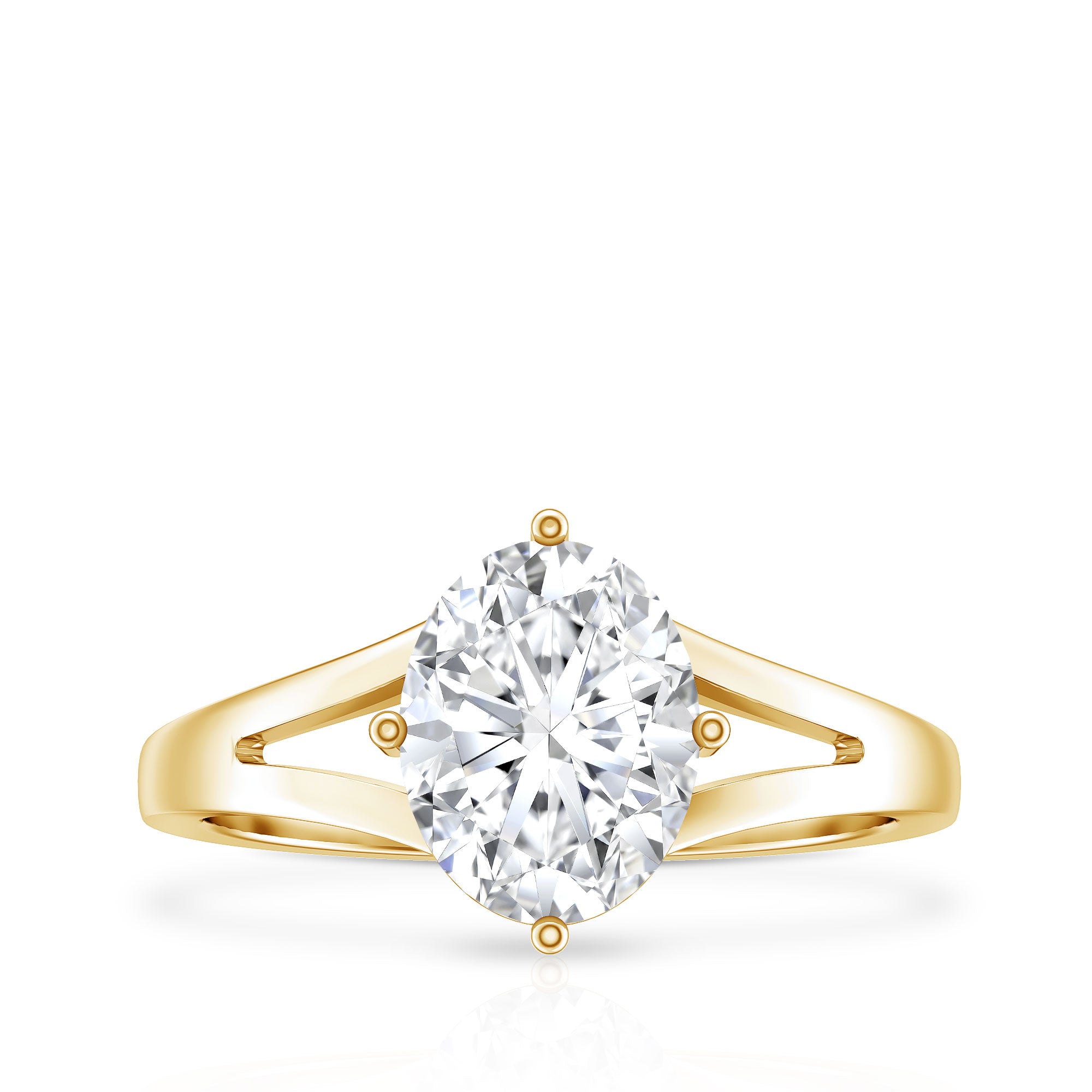 Rosec Jewels-Oval Cut Moissanite Solitaire Engagement Ring in Split Shank