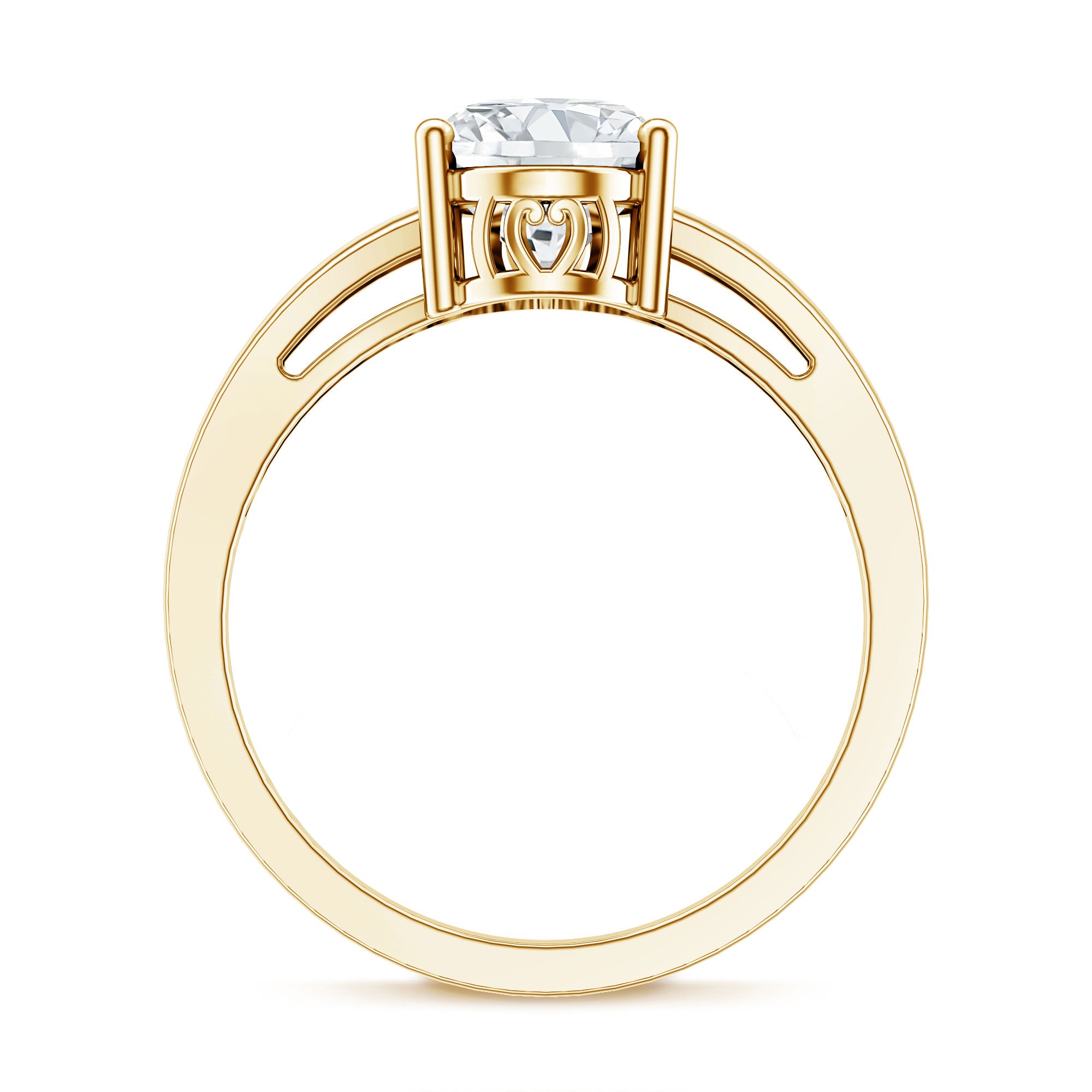 Rosec Jewels-Solitaire Oval Cut Moissanite Split Shank Engagement Ring