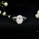 Certified 2 Carat Oval Moissanite Solitaire Engagement Ring in Split Shank D-VS1 - Rosec Jewels
