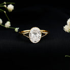 Certified 2 Carat Oval Moissanite Solitaire Engagement Ring in Split Shank D-VS1 - Rosec Jewels