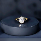Certified 2 Carat Oval Moissanite Solitaire Engagement Ring in Split Shank D-VS1 - Rosec Jewels