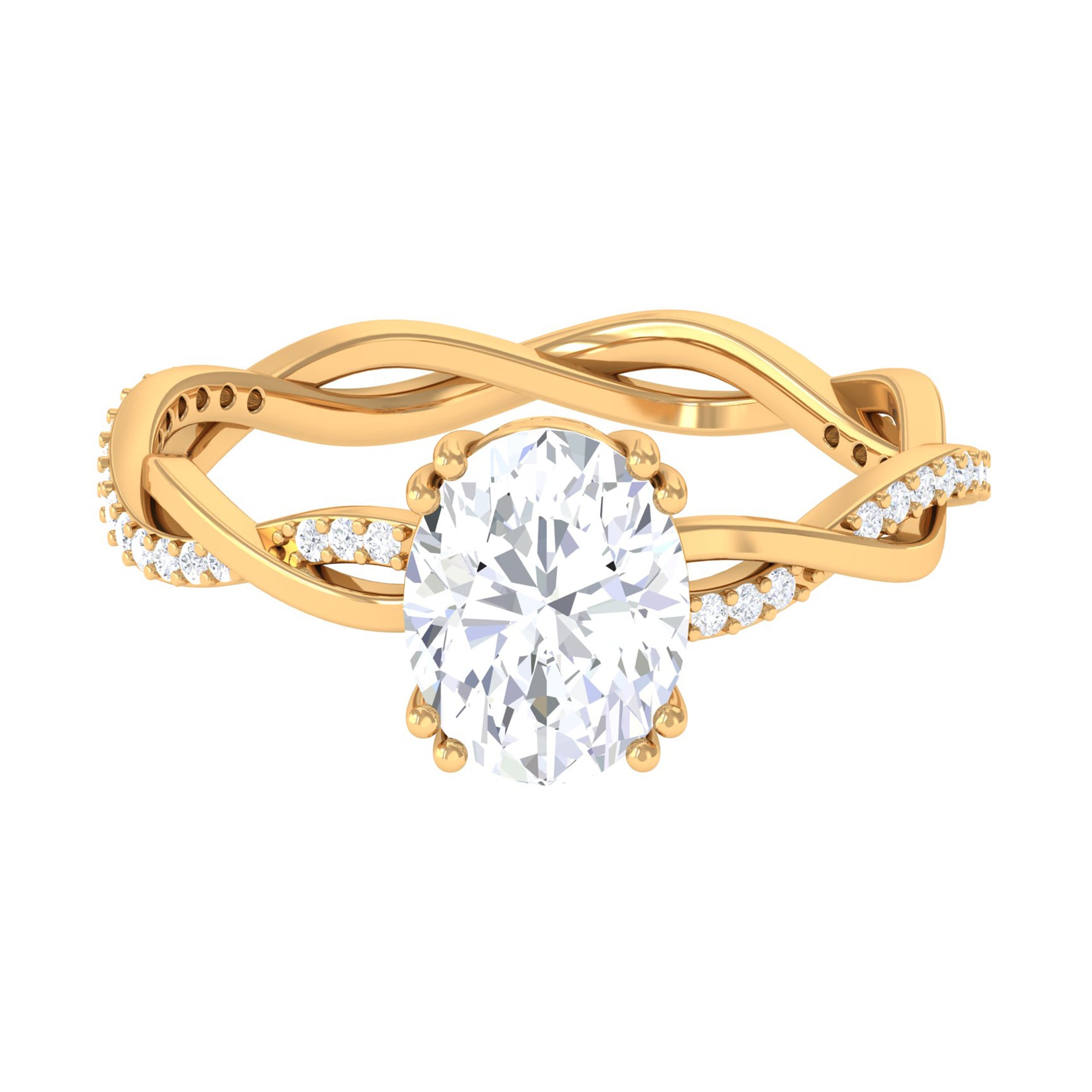 Oval Shaped Moissanite Braided Engagement Ring Moissanite - ( D-VS1 ) - Color and Clarity - Rosec Jewels