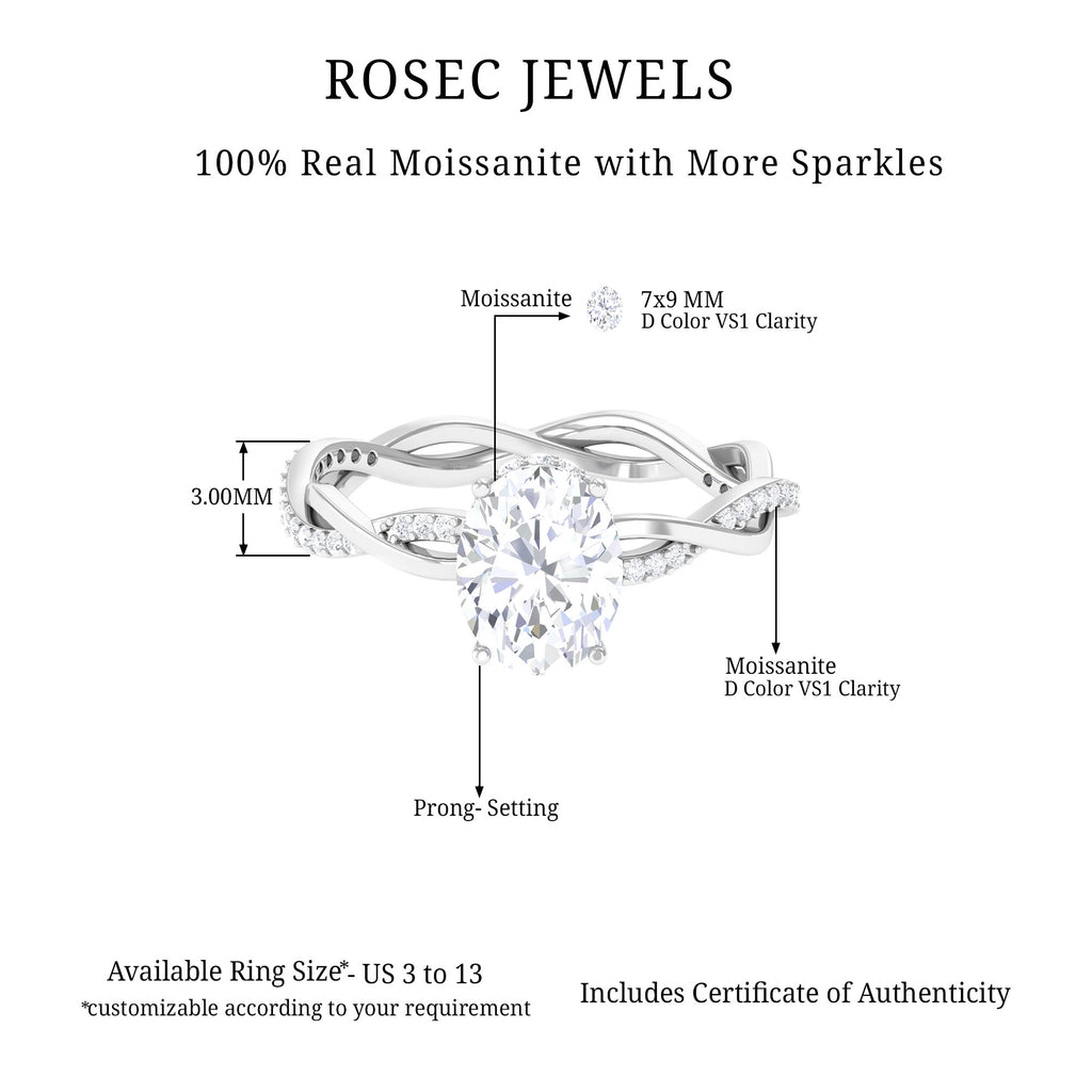 2.50 CT Solitaire Moissanite Braided Gold Engagement Ring Moissanite - ( D-VS1 ) - Color and Clarity - Rosec Jewels