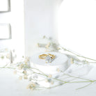 Certified 2 Carat Moissanite Hidden Halo Engagement Ring in Silver D-VS1 14K Yellow Gold Plated Silver - Rosec Jewels