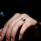 Certified 2 Carat Moissanite Hidden Halo Engagement Ring in Silver D-VS1 14K Yellow Gold Plated Silver - Rosec Jewels