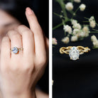 Certified 2 Carat Moissanite Hidden Halo Engagement Ring in Silver D-VS1 14K Yellow Gold Plated Silver - Rosec Jewels
