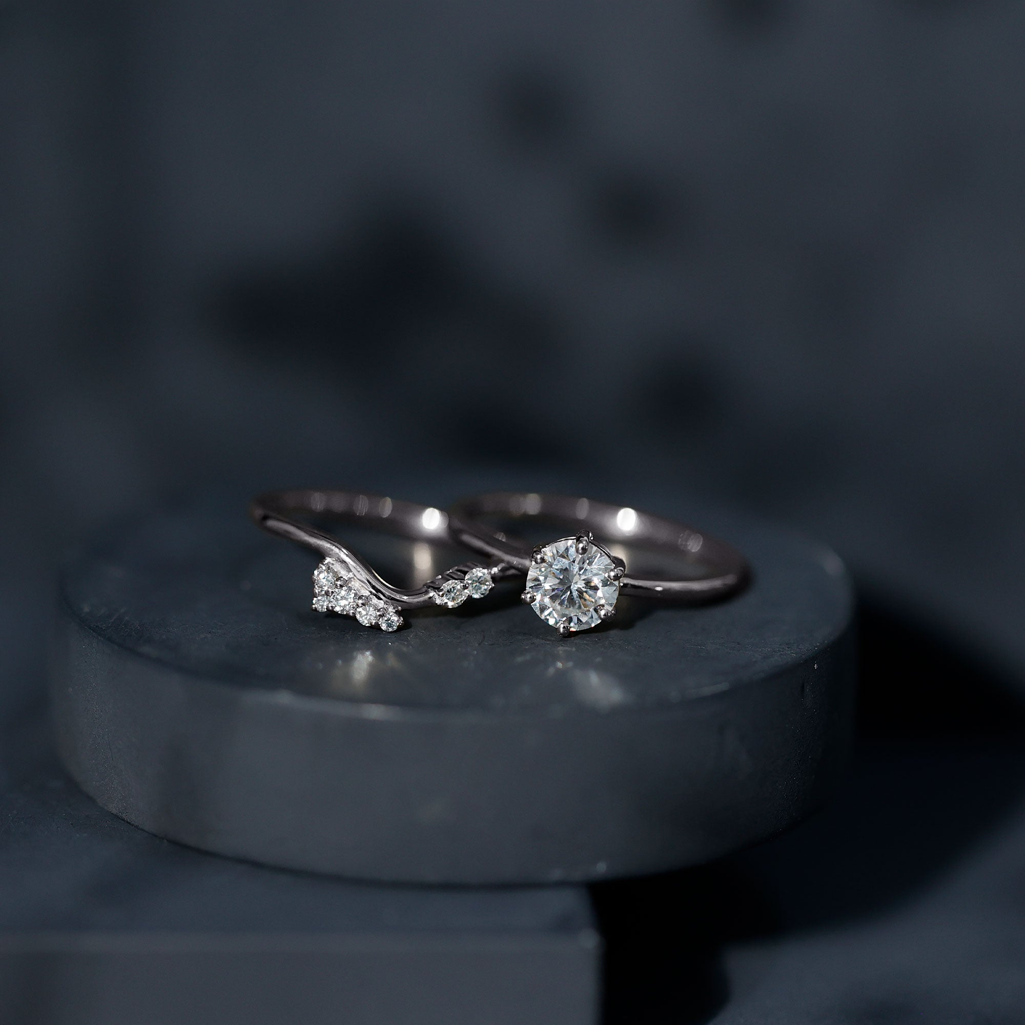 Rosec Jewels-Solitaire Moissanite Wedding Ring Set for Her