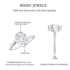 Rosec Jewels-Solitaire 7X9 MM Moissanite Oval Engagement Ring with Bypass Shank
