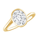 Rosec Jewels-Solitaire 7X9 MM Moissanite Oval Engagement Ring with Bypass Shank