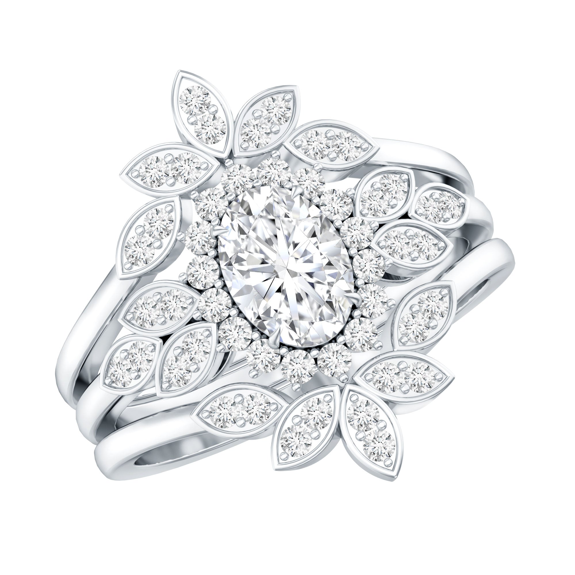 Rosec Jewels-Vintage Inspired Moissanite Wedding Ring Set of 3