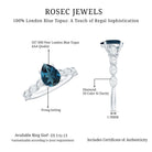 Rosec Jewels-Pear Shaped London Blue Topaz and Diamond Engagement Ring For Women