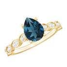 Rosec Jewels-Pear Shaped London Blue Topaz and Diamond Engagement Ring For Women