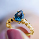 Rosec Jewels-Pear Shaped London Blue Topaz and Diamond Engagement Ring For Women