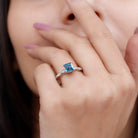 1 CT Princess Cut London Blue Topaz Solitaire Ring with Diamond London Blue Topaz - ( AAA ) - Quality - Rosec Jewels