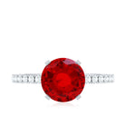 Peg Head Set Lab Grown Ruby Solitaire Engagement Ring AAAA - Rosec Jewels