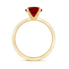 Peg Head Set Lab Grown Ruby Solitaire Engagement Ring AAAA - Rosec Jewels