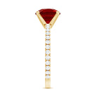 Peg Head Set Lab Grown Ruby Solitaire Engagement Ring AAAA - Rosec Jewels