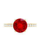 Peg Head Set Lab Grown Ruby Solitaire Engagement Ring AAAA - Rosec Jewels