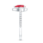 Rosec Jewels-Lab Created Ruby Teardrop Halo Engagement Ring with Diamond