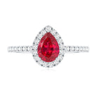 Rosec Jewels-Lab Created Ruby Teardrop Halo Engagement Ring with Diamond