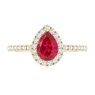 Rosec Jewels-Lab Created Ruby Teardrop Halo Engagement Ring with Diamond