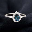 1.25 CT London Blue Topaz Teardrop Engagement Ring with Diamond Halo London Blue Topaz - ( AAA ) - Quality - Rosec Jewels
