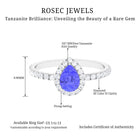 Pear Shaped Tanzanite Halo Engagement Ring with Diamond Tanzanite - ( AAA ) - Quality - Rosec Jewels