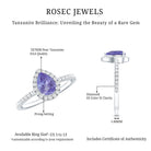 Real Pear Shape Tanzanite Teardrop Engagement Ring with Diamond Halo AAA - Rosec Jewels