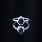 Certified 0.85 Carat Pear Shape Lab Grown Black and White Diamond Halo Engagement Ring AAAA ( Synthetic ) - Rosec Jewels