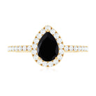 Certified 0.85 Carat Pear Shape Lab Grown Black and White Diamond Halo Engagement Ring AAAA ( Synthetic ) - Rosec Jewels