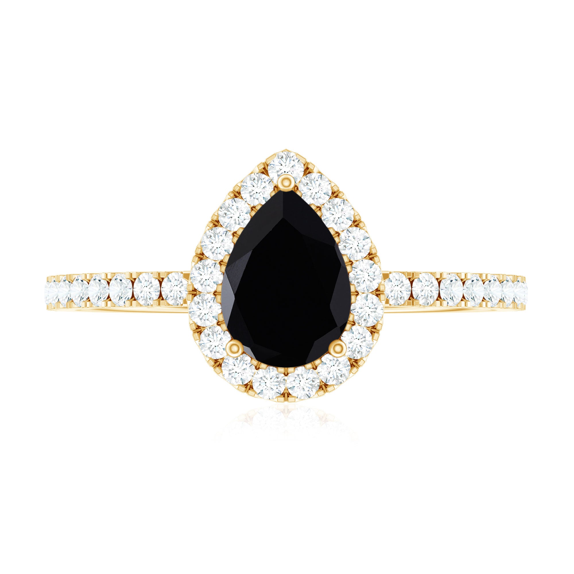 Certified 0.85 Carat Pear Shape Lab Grown Black and White Diamond Halo Engagement Ring AAAA ( Synthetic ) - Rosec Jewels